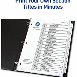 Avery® Ready Index® Dividers, 1-31 Tab & Customizable Table Of Contents, Letter Size, Black/White ,31 Dividers Per Pack, Set Of 6 Packs