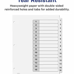 Avery® Ready Index® Dividers, 1-15 Tab & Customizable Table Of Contents, Letter Size, Black/White ,15 Tabs Per Pack, Set Of 6 Packs