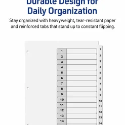 Avery® Ready Index® Dividers, 1-15 Tab & Customizable Table Of Contents, Letter Size, Black/White ,15 Tabs Per Pack, Set Of 6 Packs
