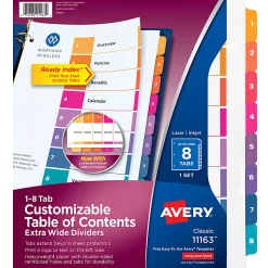 Avery® Ready Index Extra-Wide Binder Dividers, Customizable Table of Contents, 11163