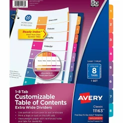 Avery® Ready Index Extra-Wide Binder Dividers, Customizable Table of Contents, 11163