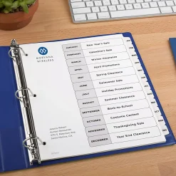 Avery® Ready Index® Jan-Dec Binder Dividers With Customizable Table of Contents, 8-1/2” x 11”, 12 Tabs Per Set, Classic White Tabs, Pack Of 6 Sets