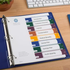 Avery® Ready Index® Plastic Dividers, 8-Tab & Table Of Contents, Multicolor