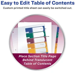 Avery® Ready Index® Plastic Dividers, 8-Tab & Table Of Contents, Multicolor