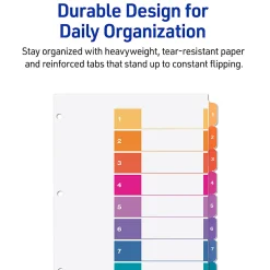 Avery® Ready Index® 1-8 Tab Binder Dividers With Customizable Table Of Contents, 8-1/2" x 11", 8 Tab, White/Multicolor, Box Of 24 Sets