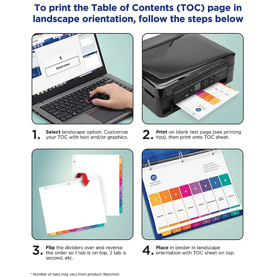 Avery® Ready Index® 1-10 Tab Binder Dividers With Customizable Table Of Contents, 8-1/2" x 11", 10 Tab, White/Multicolor, Pack Of 3 Sets