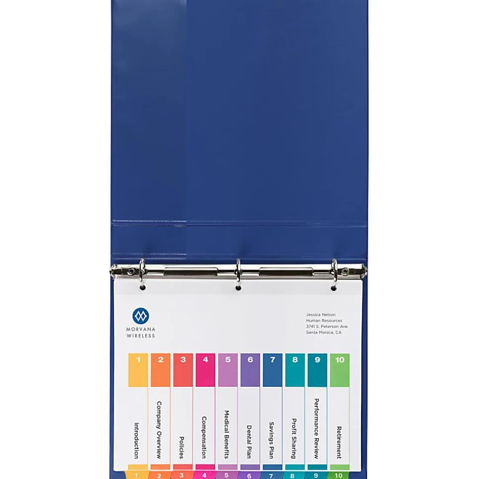 Avery® Ready Index® 1-10 Tab Binder Dividers With Customizable Table Of Contents, 8-1/2" x 11", 10 Tab, White/Multicolor, Pack Of 3 Sets