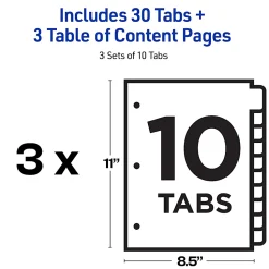 Avery® Ready Index® 1-10 Tab Binder Dividers With Customizable Table Of Contents, 8-1/2