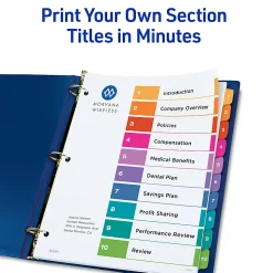 Avery® Ready Index® 1-10 Tab Binder Dividers With Customizable Table Of Contents, 8-1/2