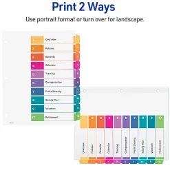Avery® Ready Index® 1-10 Tab Binder Dividers With Customizable Table Of Contents, 8-1/2