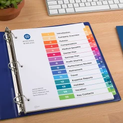 Avery® Ready Index® 1-15 Tab Binder Dividers With Customizable Table Of Contents, 8-1/2