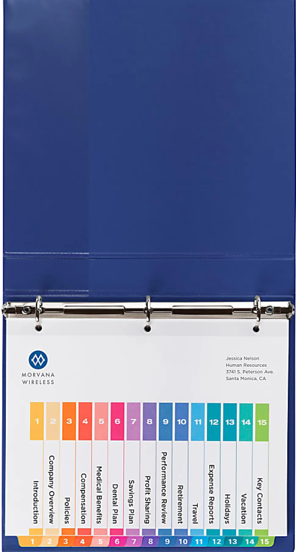 Avery® Ready Index® 1-15 Tab Binder Dividers With Customizable Table Of Contents, 8-1/2" x 11", 15 Tab, White/Multicolor, 1 Set