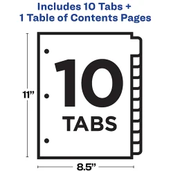 Avery® Ready Index® 1-10 Tab Binder Dividers With Customizable Table Of Contents, 8-1/2