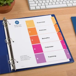 Avery® Ready Index® 1-5 Tab Binder Dividers With Customizable Table Of Contents, 8-1/2