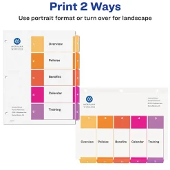 Avery® Ready Index® 1-5 Tab Binder Dividers With Customizable Table Of Contents, 8-1/2