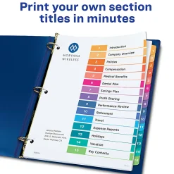 Avery® Ready Index® 1-15 Tab Binder Dividers With Customizable Table Of Contents, 8-1/2" x 11", 15 Tab, White/Multicolor, Pack Of 6 Sets