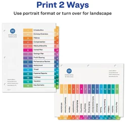 Avery® Ready Index® 1-15 Tab Binder Dividers With Customizable Table Of Contents, 8-1/2