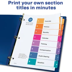 Avery® Ready Index® 1-8 Tab Binder Dividers With Customizable Table Of Contents, 8-1/2" x 11", 8 Tab, White/Multicolor, Pack Of 6 Sets