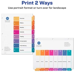 Avery® Ready Index® 1-8 Tab Binder Dividers With Customizable Table Of Contents, 8-1/2