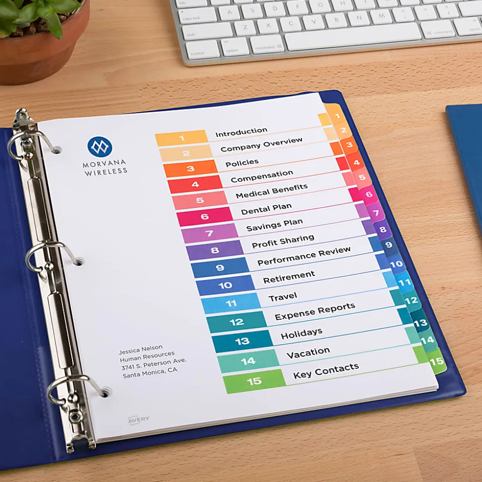 Avery® Ready Index® 1-15 Tab Binder Dividers With Customizable Table Of Contents, 8-1/2" x 11", 15 Tab, White/Multicolor, Pack Of 3 Sets