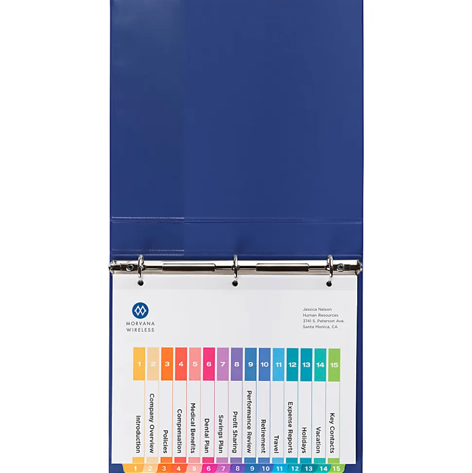 Avery® Ready Index® 1-15 Tab Binder Dividers With Customizable Table Of Contents, 8-1/2" x 11", 15 Tab, White/Multicolor, Pack Of 3 Sets