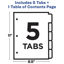 Avery® Ready Index® 1-5 Tab Binder Dividers With Customizable Table Of Contents, 8-1/2