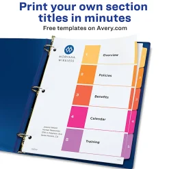 Avery® Ready Index® 1-5 Tab Binder Dividers With Customizable Table Of Contents, 8-1/2