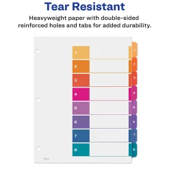 Avery® Ready Index® 1-8 Tab Binder Dividers With Customizable Table Of Contents, 8-1/2" x 11", 8 Tab, White/Multicolor, 1 Set