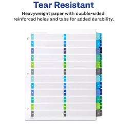 Avery® Ready Index® 1-24 Tab Double Column Binder Dividers With Customizable Table Of Contents, 8-1/2" x 11", 24 Tab, White/Multicolor, 1 Set