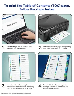 Avery® Ready Index® 1-32 Tab Double Column Binder Dividers With Customizable Table Of Contents, 8-1/2" x 11", 32 Tab, White/Multicolor, 1 Set