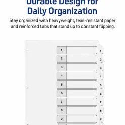 Avery® Ready Index Table Of Contents Binder Dividers, 8-1/2" x 11", White, 10 Tabs Per Pack, Set Of 6 Packs