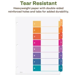 Avery® Ready Index® 1-8 Tabs & Customizable Table Of Contents, Letter Size, White Dividers/Multicolor Tabs, 3 Sets - 11081