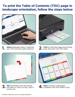 Avery® Ready Index® 1-8 Tab With Customizable Table Of Contents Binder Dividers, 8-1/2