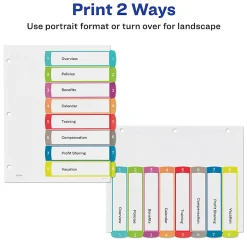Avery® Ready Index® 1-8 Tab With Customizable Table Of Contents Binder Dividers, 8-1/2
