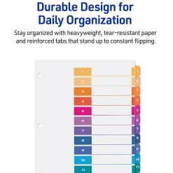 Avery® Ready Index® 1-12 Tab With Customizable Table Of Contents Binder Dividers, 8-1/2" x 11", 12 Tab, Multicolor, 1 Set
