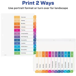 Avery® Ready Index® 1-12 Tab With Customizable Table Of Contents Binder Dividers, 8-1/2