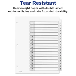 Avery® Ready Index® 1-31 Tab With Customizable Table Of Contents Dividers, Letter Size, 31 Tab, White, 1 Set
