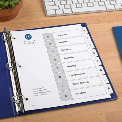 Avery® Ready Index® 1-8 Tab With Customizable Table Of Contents Dividers, Letter Size, 8 Tab, White, 1 Set