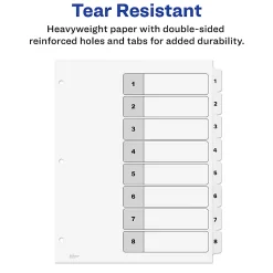 Avery® Ready Index® 1-8 Tab With Customizable Table Of Contents Dividers, Letter Size, 8 Tab, White, 1 Set
