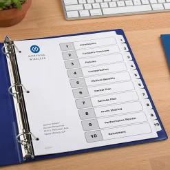 Avery® Ready Index® 1-10 Tab With Customizable Table Of Contents Dividers, Letter Size, 10 Tab, White, 1 Set
