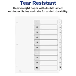 Avery® Ready Index® 1-10 Tab With Customizable Table Of Contents Dividers, Letter Size, 10 Tab, White, 1 Set