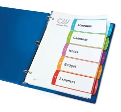 Avery® Ready Index® 1-5 Tab With Customizable Table Of Contents Binder Dividers, 8-1/2" x 11", 5 Tab, White/Multicolor, 1 Set