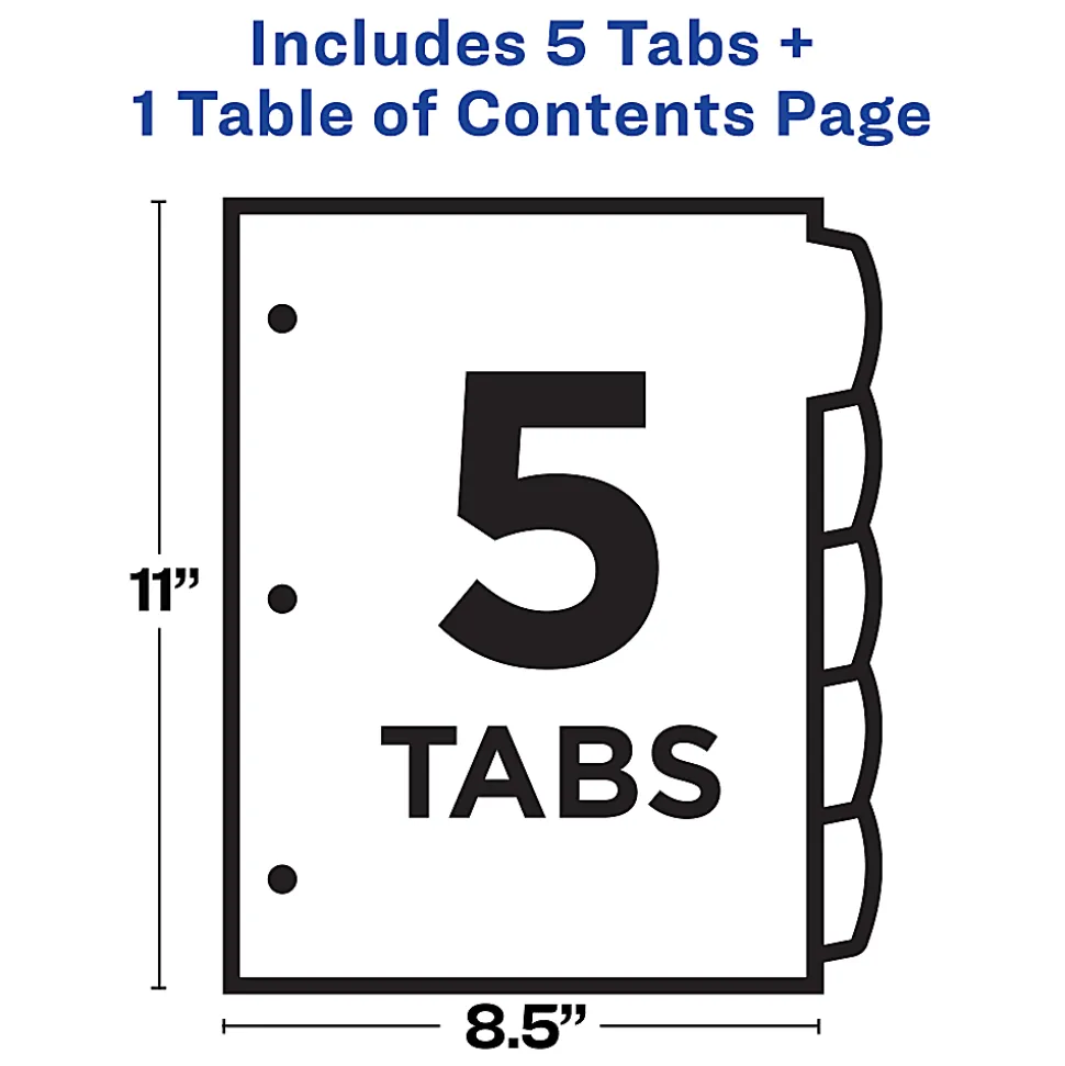 Avery® Ready Index® 1-31 Tab With Customizable Table Of Contents Binder Dividers, 8-1/2" x 11", 31 Tab, White/Multicolor, 1 Set