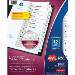 Avery® Ready Index® 1-12 Tab With Customizable Table Of Contents Dividers, Letter Size, White, 1 Set