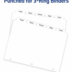 Avery® 30% Recycled 3-Hole-Punched Copier Tabs, White, 5 Tabs Per Set, Box Of 30 Sets