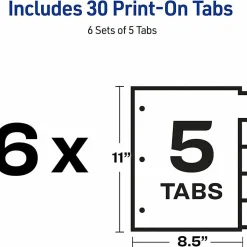 Avery® 30% Recycled 3-Hole-Punched Copier Tabs, White, 5 Tabs Per Set, Box Of 30 Sets