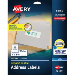 Avery® Repositionable Address Labels, 58160, Rectangle, 1