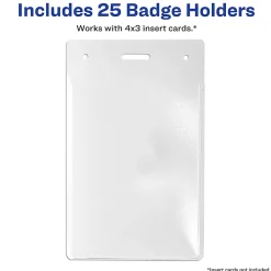 Avery® Secure Top Badge Holders, Vertical Prepunched, 4
