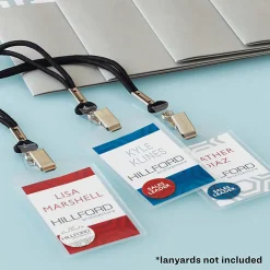 Avery® Secure Top Badge Holders, Vertical Prepunched, 4