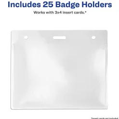 Avery® Secure Top Badge Holders, Horizontal Prepunched, 3